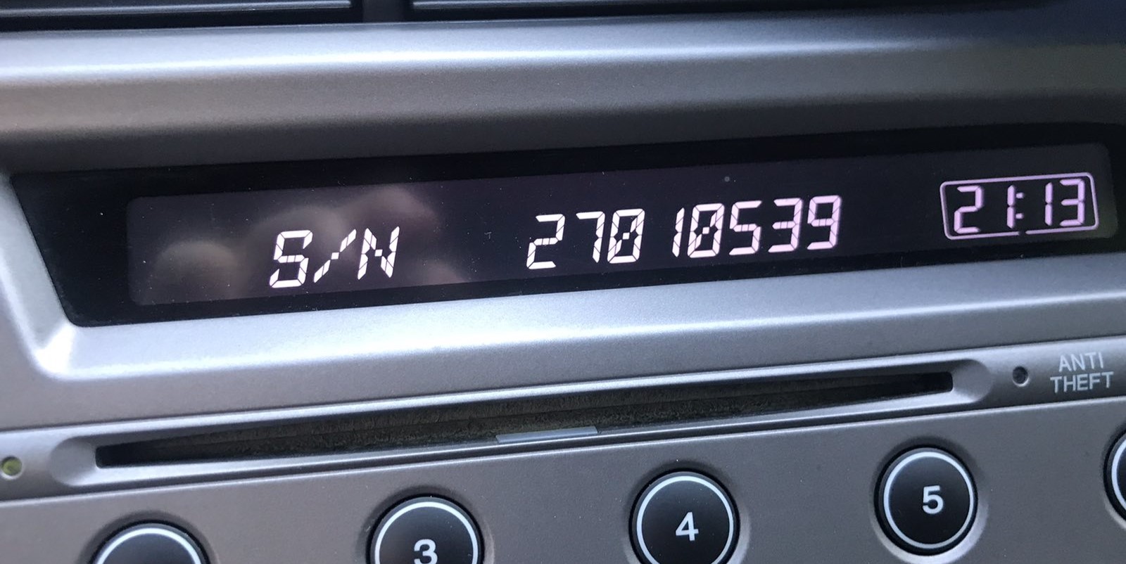 Honda Acura serial number on screen display